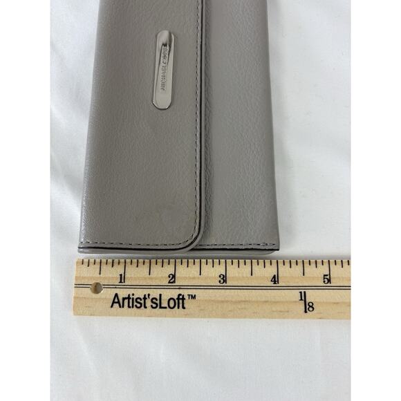 Michael Kors Light Grey Leather Wallet Envelope Clutch Snap Close Zipper Pocket - Picture 6 of 9